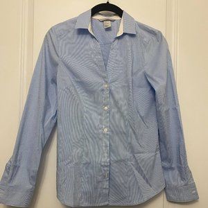 H&M White and Blue Striped Dress Shirt Blouse